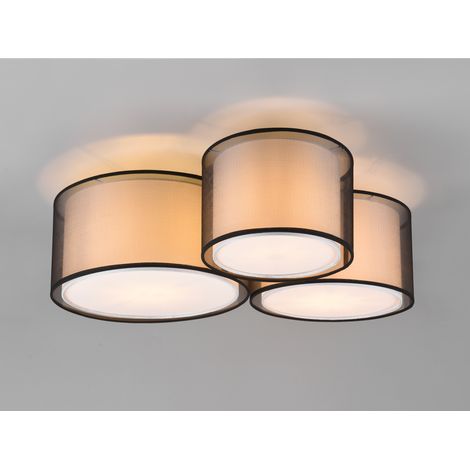 LED Deckenleuchte Stoff 2-lagig Organza transparent Schwarz innen Weiß, B: 65cm (1/5)