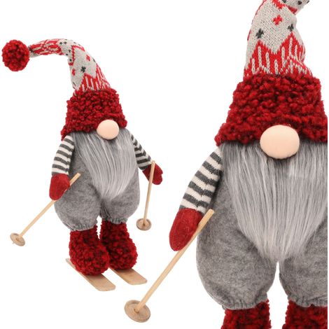 Gnomo di Natale nano 40 cm Babbo Natale grande bianco sugli sci JUMIhome (1/5)