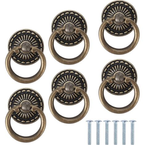 Furniture knobs and handles, 6 pieces furniture knobs ring furniture handle vintage cabinet knobs (1/5)