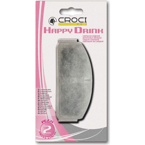 Croci Happy Drink - Cartucce ricambio con filtro ai carboni attivi per fontana Happy Drink, 2 pezzi