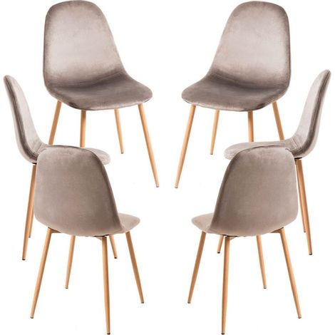 Packs Sillas Comedor - Pack 6 Sillas Teok Terciopelo - Gris (1/5)