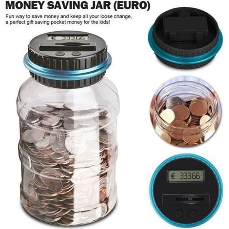 1.5L Tirelire Compteur Numerique Electronique Numerique LCD Comptage Piece Tirelire Economie Jar Coins Boite De Rangement Pour (1/4)