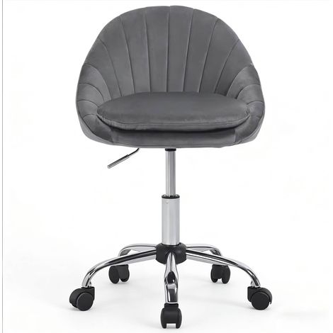 Sedia da ufficio in velluto grigio scuro con ruote e altezza regolabile (1/5)