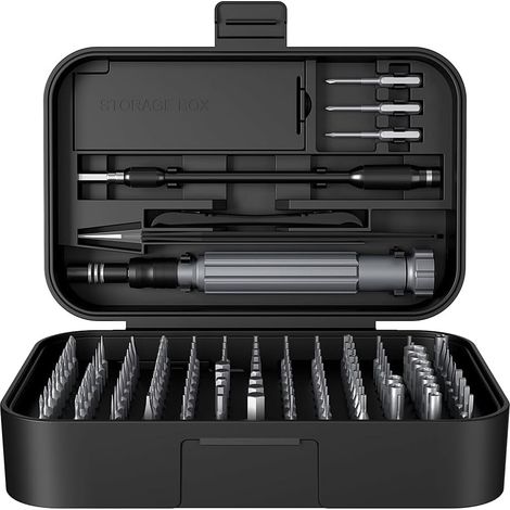 Set di cacciaviti di precisione 150 in 1, kit di strumenti per riparazioni elettroniche con punte magnetiche per telefoni, PC e fotocamere (nero) (1/5)