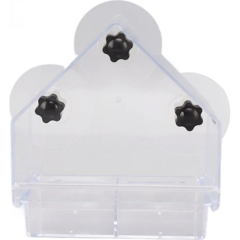 Mangeoire de fenêtre pour oiseaux, plateau détachable, Transparent, Durable, léger, avec 3 ventouses fortes pour la maison (1/5)