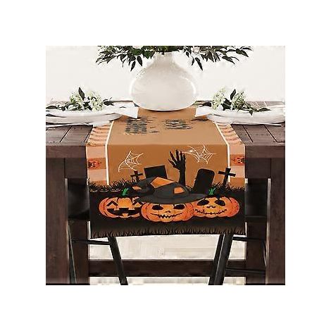 Halloween-Tischläufer, Leinen, Festtagsdekoration, Tischdecke, Schranktischdecke, Couchtischdecke (23ZQ4-19)