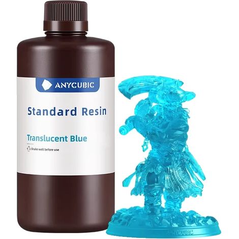 Resina para impresión 3D, alta precisión, curado rápido, 5 kg, azul translúcido (1/2)
