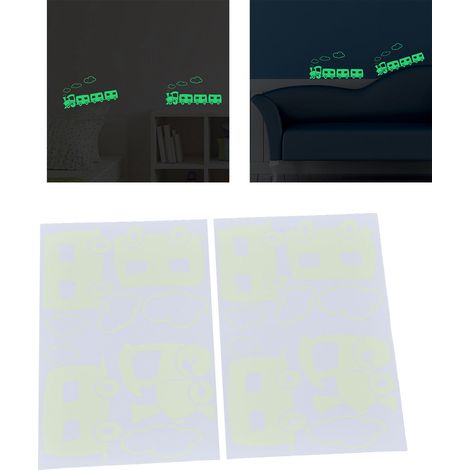 Autocollants phosphorescents, stickers muraux phosphorescents, stickers adhésifs, stickers phosphorescents, stickers de décoration pour chambre d'enfant, trains phosphorescents. (1/5)