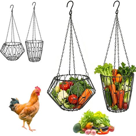 Stück Hühner Gemüse Hängende Futterautomat, Faltbar 16,5 Zoll Großer Spielzeug Huhn Obst Feeder, Geflügel Obsthalter mit 4 Ketten zum Aufhängen, Futterspender für Hühner, Ente, Gänse (1/5)