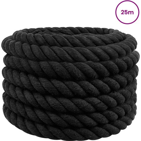 vidaXL Rope Black 3.6 x 3.6 x 2500 cm Cotton