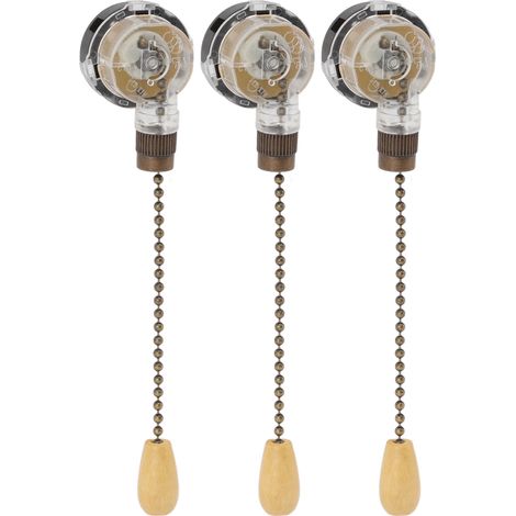 Interrupteur à tirette pour ventilateur de plafond (lot de 3), antirouille, 250 V/125 V, bronze. (1/5)