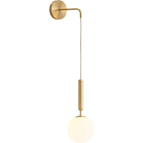 Vintage-Industrie-Wandleuchten, 15 cm weiße Glaskugel und goldene Metall-Wandleuchte für Schlafzimmer, Wohnzimmer (Lichtquelle nicht im Lieferumfang enthalten) (1/4)