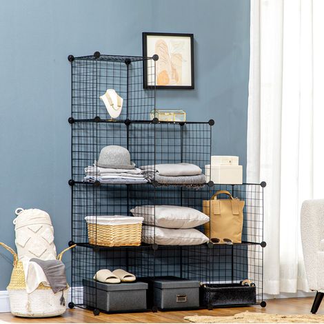 Scaffale modulare a 9 scomparti in metallo nero, cubi 35 cm, portata 30 kg HAVRYA (1/5)
