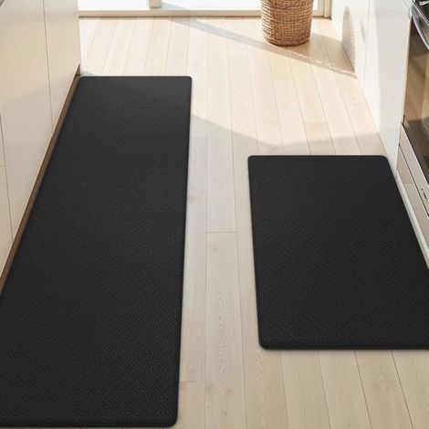 Tapis de cuisine - Color & Geometry - 45 x 75 + 45 x 150 cm - Noir - anti-dérapant - Facile à nettoyer - Résistant à l'huile (1/5)
