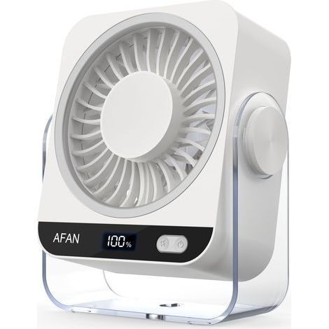 Ventilateur de bureau rechargeable : petit ventilateur à piles 5000 mAh, affichage numérique 199 vitesses, inclinaison réglable à 120°, ventilateur de table silencieux de 16,8 cm pour chambre (1/5)