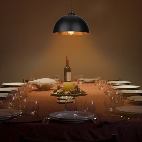 SWANEW 2x lampada a sospensione paralume lampada a sospensione LED retrò nero-oro montare cucina (1/5)