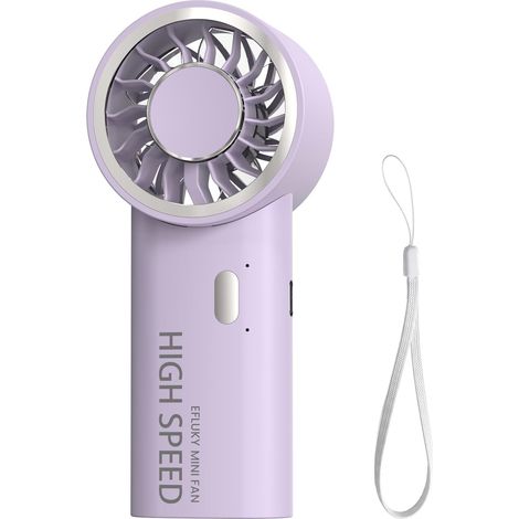 Mini ventilatore portatile viola, ricaricabile tramite USB, con 5 velocità, ventilatore portatile e da ufficio, adatto alla casa, all'ufficio e alla camera. (1/4)