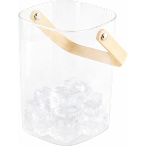Seau à glaçons en verre transparent avec poignée en bois 11,5 x 11 x 15,5 cm - PANGIVO (1/3)