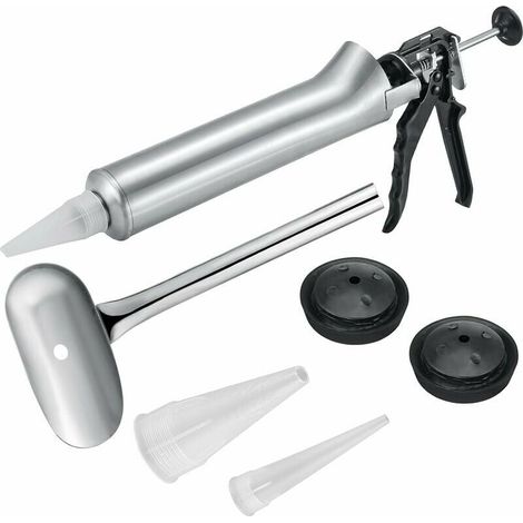 Pistola per sigillante per piastrelle Ulisem in acciaio inox, pistola per sigillante cementizio per l'edilizia con 2 ugelli di diverso tipo