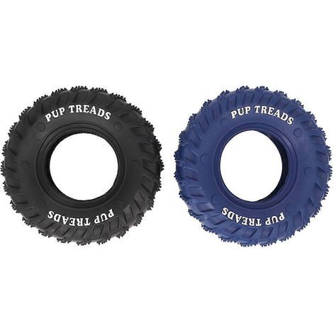 2Pcs Blue Black Rubber Tire Dog Chew Toy Safe Tire Shape Rubber Pet Chew Toy for Medium Large Dogs (1/5)