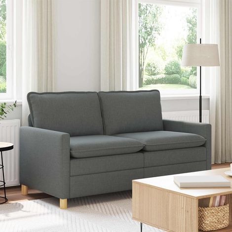 Canapé 2 places en tissu gris foncé, cadre métal, coussins épais, 156 x 81 x 87,5 cm - PANGIVO (1/5)