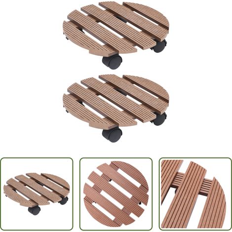 Chariot à plantes en bois plastique - Chariots à plantes 2 pcs Marron Ø30x7,5 cm WPC (1/5)