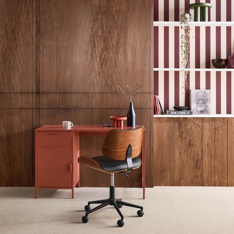 sweeek - Bureau enfant acier laminé 1 tiroir. terracotta.  L 120 x P 50 x H 75 cm (1/5)