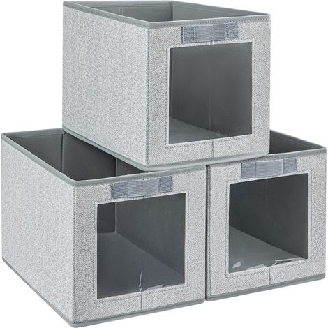 3 Pcs Boite Rangement, Panier Cube de Rangement Pliables, Casier Rangement Tissu Carton,34x23x23 cm (1/5)