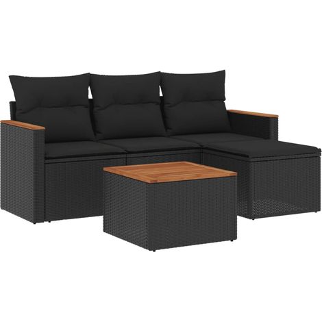 Maison Exclusive - Set de muebles de jardín 5 pzas y cojines ratá (1/3)
