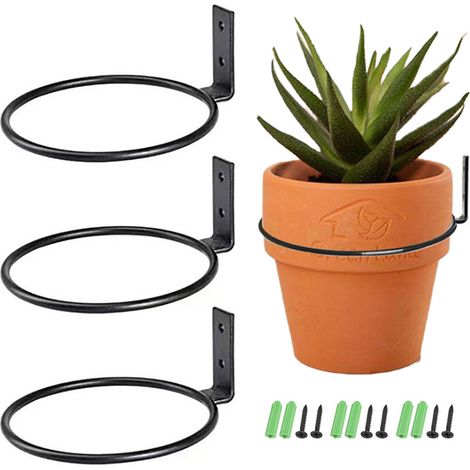 【Soporte para macetas】 – Soporte de pared hecho de anillo de hierro forjado perforado, 3 piezas plegables de 5 pulgadas (123 g) para balcón (1/5)