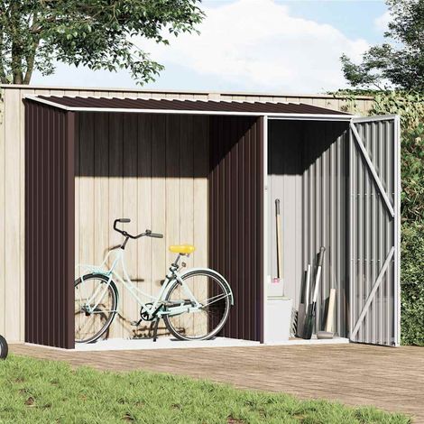vidaXL Cobertizo de jardín leña marrón acero galvanizado 245x98x159cm (1/5)