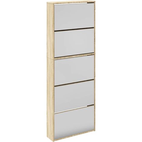 Maison Exclusive - Scarpiera a 5 Strati con Specchio Rovere 63x17x169,5 cm (1/5)