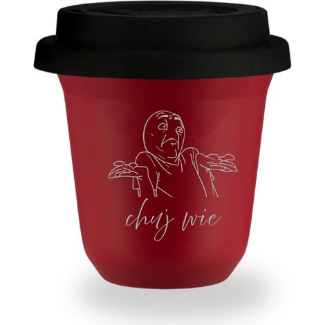 240 ml roter „Scheiß drauf“-Becher mit schwarzem Deckel