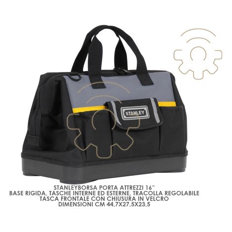 Stanley borsa porta attrezzi cm 44,7 x 27,5 x 23,5 tasche interne esternetracolla rgolabil taa frontale chiusura a strappo