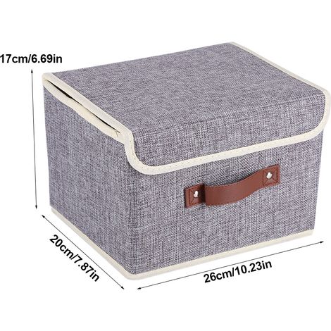 Boîte de rangement pour vêtements ORGANIZER Grise à plier avec fermeture velcro et poignée en tissu coton-lin (1/5)
