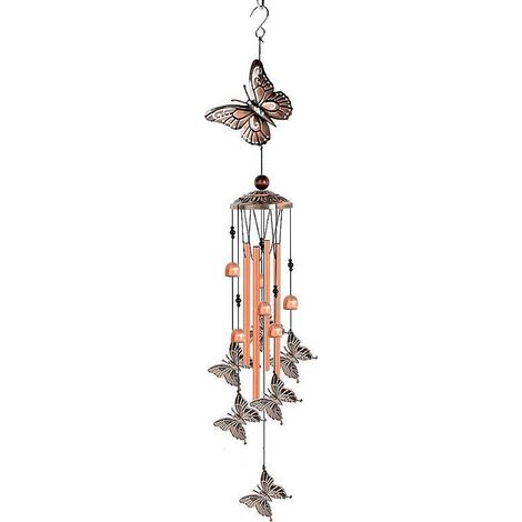Carillon éolien en tubes métalliques creux, lot de 4, décoration sonore intérieure et extérieure (1/4)