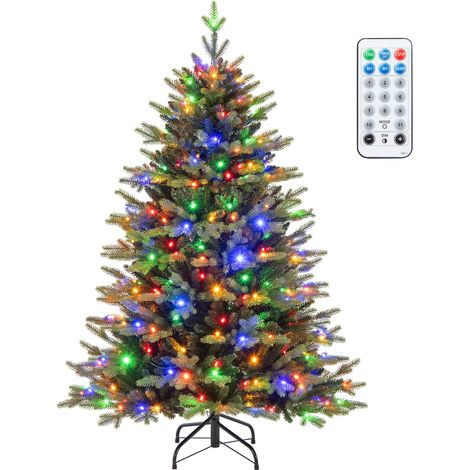 COSTWAY 5 FT Artificial Xmas Tree Hinged Christmas Tree with 844 Branch Tips (1/5)