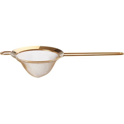 Premier Housewares Gold Finish Pointed Sieve Tea Strainer Sieve Fine Mesh Kitchen Flour Metal 14 x 8 x 33 (1/3)