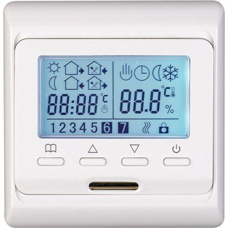Thermostat programmable 7 jours 220/230 V avec écran LCD, panneau de commande numérique LCD pour chauffage au sol par rayonnement, 16 A.