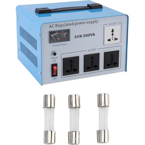 500W Voltage Stabilizer, Single-Phase Automatic Voltage Regulator for Electronics, SVR-500VA Converter with EU Plug, Protects Devices from Power Fluctuations (1/5)
