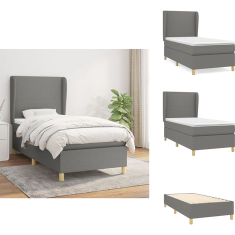 Boxspringbett mit Matratze Dunkelgrau 100x200 cm Stoff - Boxspringbett - Doppelbett - Bettenrahmen - Lattenrost - Matratze (1/5)