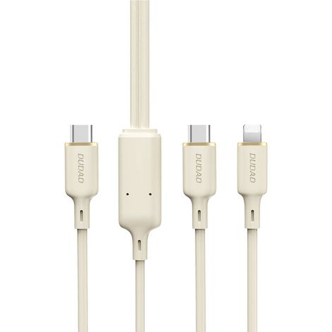 Cavo 2 in 1 rinforzato SR USB-C - USB-C / Lightning 100W 1,2 m beige (1/5)