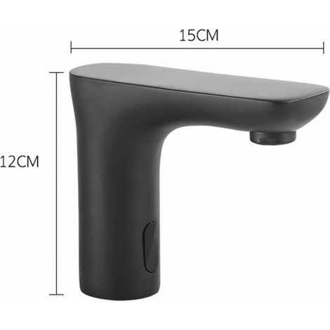 Robinet de salle de bain automatique sans contact noir, mitigeur à capteur d'eau froide au design hygiénique