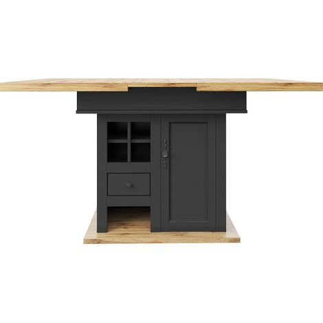 Table à manger extensible 110-140×80 cm avec rangement, table pliante pour cuisine et salon (1/5)