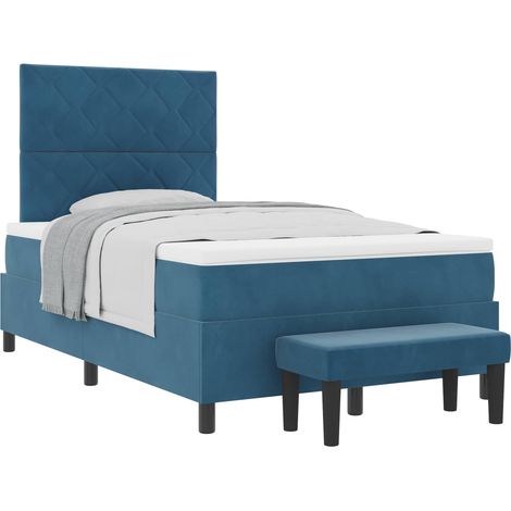 Maison Exclusive - Lit à ressorts avec tête de lit Bleu foncé 190 x 120 cm Velours (1/5)