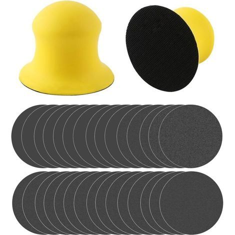 2 pezzi Blocco di Levigatura Manuale da 5" per Calcestruzzo, Jesmonite e Terrazzo, Supporto per Levigatura a Umido/Asciutto con Carta Abrasiva Grana 100/400/1000, Compatibile con Levigatrice a Gancio (1/4)