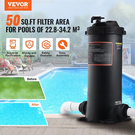 Filtre à Cartouche de Piscine, Filtre Piscine Creusée 4,6 m² Système de Filtration de Piscine Hors Sol Assemblage Rapide avec Filtr… (1/5)