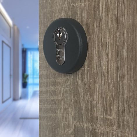Ouvre&Déco – 2 rosaces de poignée de porte rondes MIRA trou de cylindre, Aluminium gris anthracite (1/5)