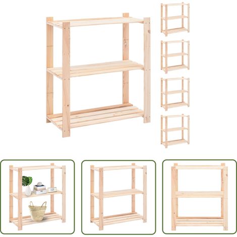 The Living Store Étagères de rangement à 3 niveaux 5 pcs 80x38x90 cm Pin 150 kg - Etagere De Rangement - Étagères Murales - Rangement Intérieur - Meuble De Rangement - Étagère Bois Massif (1/5)