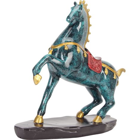 Statue cheval résine couleur bronze large base stable, figurine cheval décorative raffinée pour décoration intérieure. (1/5)